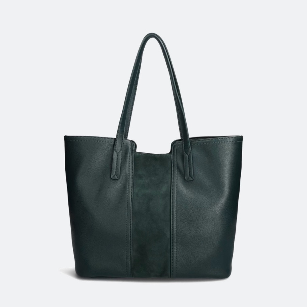 Faux Leather Tote Bag in Deep Green - Classic Everyday Carry